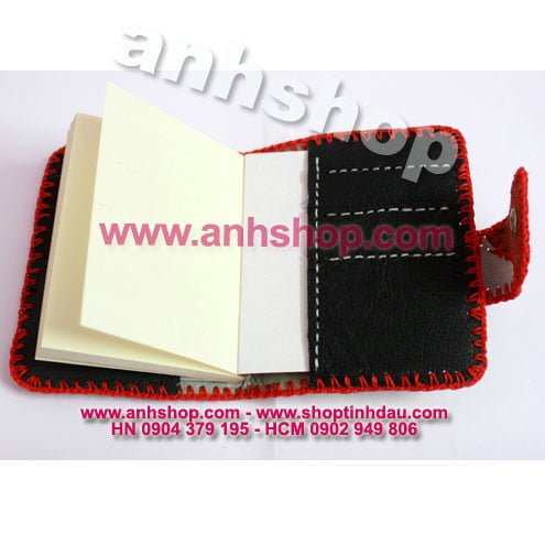 Ví Da Trắng Đỏ - Bìa Da sổ tay - Notebook Leather Cover